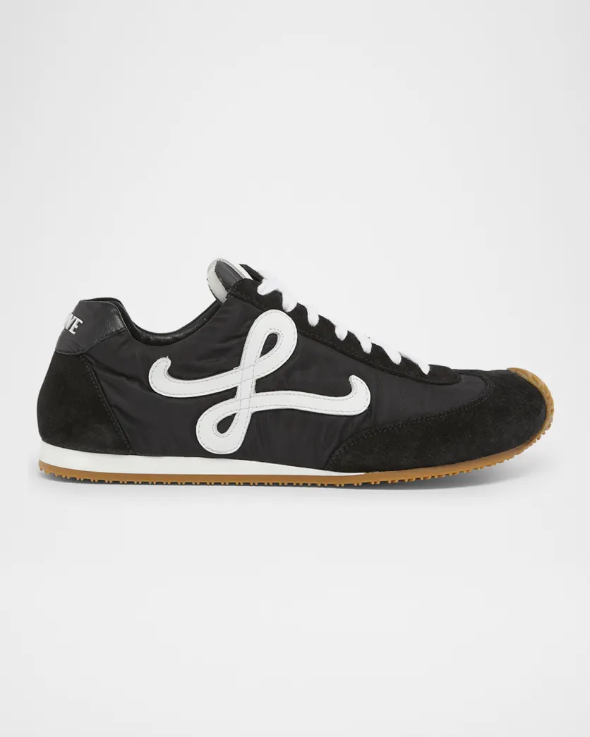 Loewe — Flow Runner Suede and Leather Sneakers